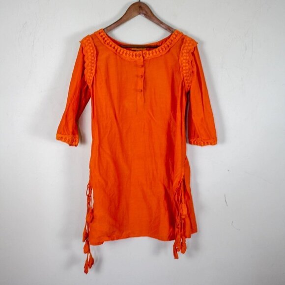 Roberta Freymann Orange Tunic Top Cotton S… - Picture 1 of 7